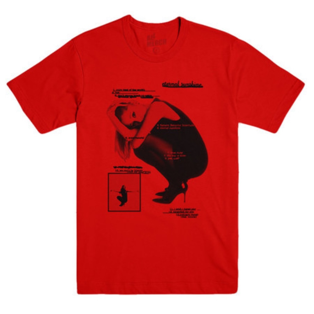 Ariana Grande Eternal Sunshine Tracklist Red T-Shirt in Size S